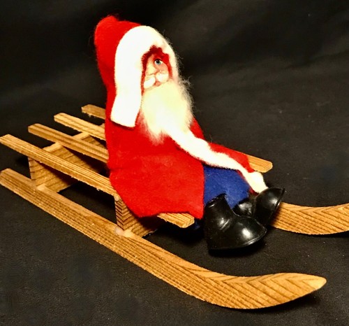Antique santa wooden sled - antique,